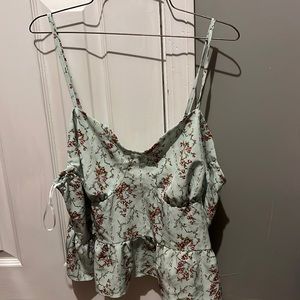 Mint green floral tank top